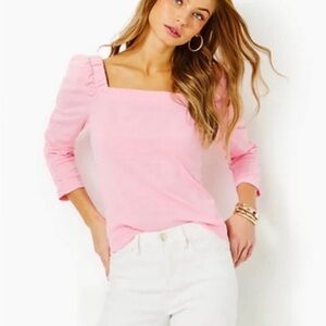 Lilly Pulitzer Sirah Knit Top Conch Shell Pink 3/4 Sleeve L | Resort